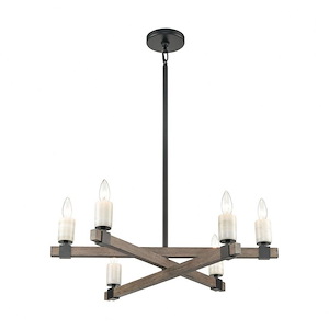 Stone Manor - 6 Light Chandelier in Transitional Style with Country/Cottage and Southwestern inspirations - 8 Inches tall and 27 inches wide - 921481