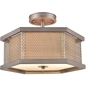 Crestler - 2 Light Semi-Flush Mount in Transitional Style with Art Deco and Urban/Industrial inspirations - 11 Inches tall and 16 inches wide