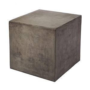 Modern Cube Shaped Lightweight Concrete Side Table in Natural Finish with Cube Block Base 19.75 inches W x 19.75 inches H