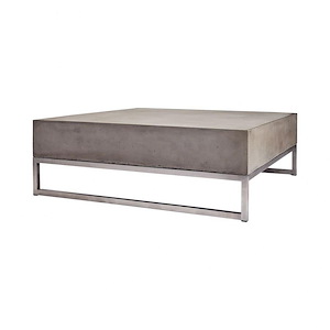 Bulwark - Transitional Style w/ ModernFarmhouse inspirations - Concrete and Metal Coffee Table - 11 Inches tall 34 Inches wide