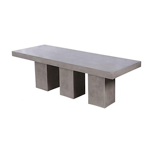 Industrial Outdoor Concrete Dining Table in Polished Concrete Finish with Block Base 94 inches W and 29.53 inches H