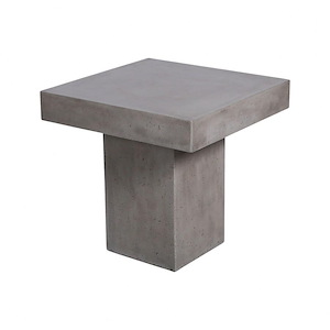 Modern Polished Concrete Outdoor Side Table in Polished Concrete Finish with Block Base 24 inches W x 23 inches H