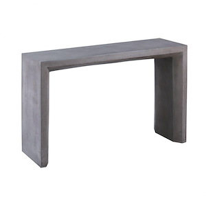 Modern Farmhouse Concrete Top Console Table in Polished Concrete Finish with Sled Style Base 55.25 inches W and 34.25 inches H
