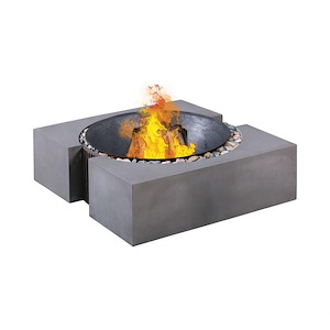 Volcano - Modern/Contemporary Style w/ ModernFarmhouse inspirations - Concrete and Metal Fire pit - 12 Inches tall 37 Inches wide