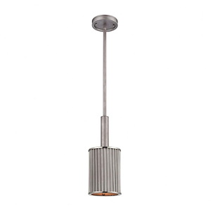 Corrugated Steel - 1 Light Mini Pendant in Modern/Contemporary Style with Urban and Modern Farmhouse inspirations - 8 Inches tall and 6 inches wide - 881546