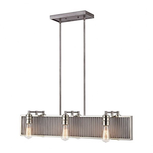 Corrugated Steel - 6 Light Chandelier in Modern/Contemporary Style with Urban and Modern Farmhouse inspirations - 7 Inches tall and 32 inches wide - 881547