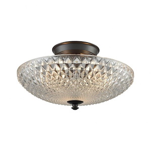 Sweetwater - 3 Light Semi-Flush Mount in Traditional Style with Victorian and Vintage Charm inspirations - 8 Inches tall and 14 inches wide - 613595
