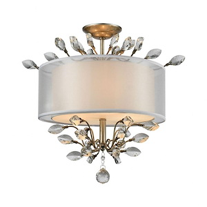 Asbury - 3 Light Semi-Flush Mount in Traditional Style with Luxe/Glam and Nature/Organic inspirations - 18 Inches tall and 19 inches wide