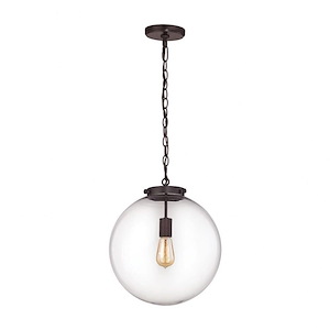 Gramercy - 1 Light Pendant in Transitional Style with Mid-Century and Retro inspirations - 16 Inches tall and 14 inches wide