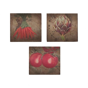 Veggie Botanicals On Arched Tin - 11 Inch Wall Art