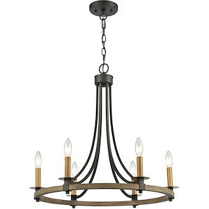 Woodbridge - 6 Light Chandelier in Transitional Style with Modern Farmhouse and Country/Cottage inspirations - 24 Inches tall and 24 inches wide