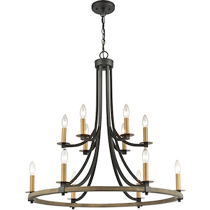 Woodbridge - 12 Light 2-Tier Chandelier in Transitional Style with Modern Farmhouse and Country inspirations - 32 Inches tall and 32 inches wide