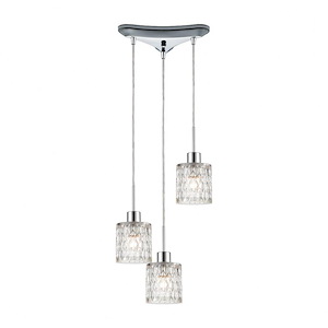 Ezra - 3 Light Triangular Mini Pendant in Modern/Contemporary Style with Luxe/Glam and Art Deco inspirations - 9 Inches tall and 12 inches wide