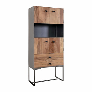 Ogden - 4 Door 2 Drawer Tall Cabinet In Industrial Style-71 Inches Tall and 31 Inches Wide