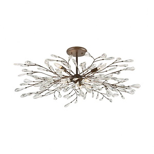 Crislett - 6 Light Semi-Flush Mount in Traditional Style with Shabby Chic and Nature/Organic inspirations - 15 Inches tall and 41 inches wide