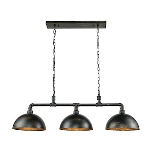 Mulvaney - 3 Light Island in Transitional Style with Urban/Industrial and Country/Cottage inspirations - 9 Inches tall and 49 inches wide