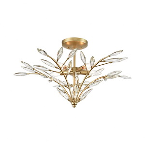 Flora Grace - 5 Light Semi-Flush Mount in Traditional Style with Luxe/Glam and Nature/Organic inspirations - 14 Inches tall and 28 inches wide