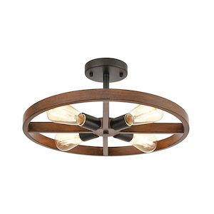 Wheeling - 4 Light Semi-Flush Mount in Transitional Style with Modern Farmhouse and Urban/Industrial inspirations - 9 Inches tall and 19 inches wide