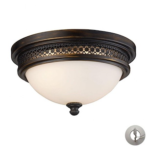 Two Light Flush Mount in Traditional Style with Vintage Charm and Country/Cottage inspirations - 5.5 Inches tall and 13 inches wide