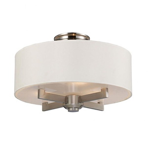 Seven Springs - 3 Light Semi-Flush Mount in Transitional Style with Art Deco and Mission inspirations - 12 Inches tall and 18 inches wide