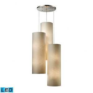 Fabric Cylinders - 114W 12 LED Mini Pendant In Modern Style-35.5 Inches Tall and 28 Inches Wide
