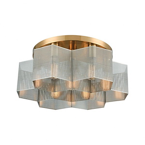 Compartir - 7 Light Semi-Flush Mount in Modern/Contemporary Style with Urban and Luxe/Glam inspirations - 8 Inches tall and 19 inches wide