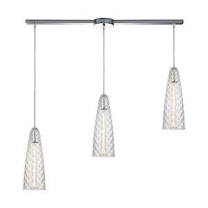 Glitzy - 3 Light Linear Mini Pendant in Modern/Contemporary Style with Luxe/Glam and Art Deco inspirations - 15 Inches tall and 36 inches wide