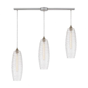 Liz - 3 Light Linear Mini Pendant in Modern/Contemporary Style with Asian and Nature/Organic inspirations - 19 Inches tall and 36 inches wide