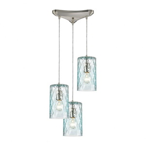 Diamond Pleat - 3 Light Pendant in Modern/Contemporary Style with Retro and Luxe/Glam inspirations - 9 Inches tall and 12 inches wide - 881595