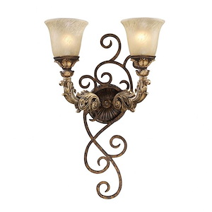Regency - 2 Light Wall Sconce in Traditional Style with Victorian and Country/Cottage inspirations - 13 Inches tall and 6 inches wide