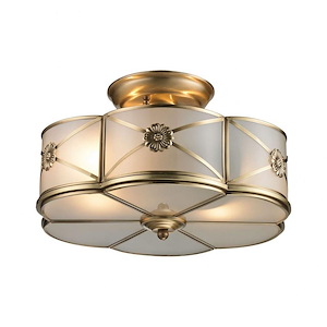 Preston - 2 Light Semi-Flush Mount in Traditional Style with Art Deco and Luxe/Glam inspirations - 6 Inches tall and 14 inches wide