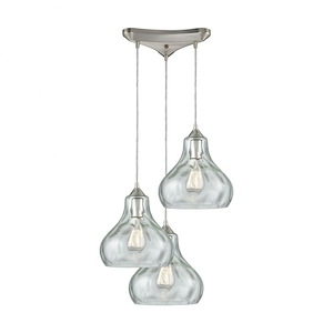 Belmont - 3 Light Triangular Pendant in Modern/Contemporary Style with Retro and Luxe/Glam inspirations - 11 Inches tall and 12 inches wide - 705147