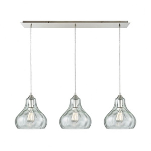Belmont - 3 Light Linear Mini Pendant in Modern/Contemporary Style with Retro and Luxe/Glam inspirations - 11 Inches tall and 36 inches wide - 705145