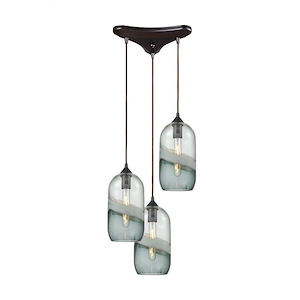 Sutter Creek - 3 Light Triangular Pendant in Modern Style with Coastal and Eclectic inspirations - 13 Inches tall and 12 inches wide - 705135