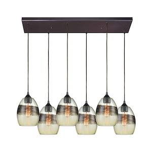 Whisp - 6 Light Rectangular Pendant in Transitional Style with Coastal/Beach and Southwestern inspirations - 9 Inches tall and 32 inches wide - 705123
