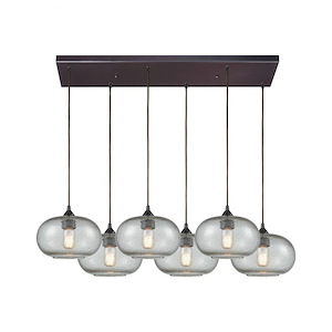 Volace - 6 Light Rectangular Pendant in Modern/Contemporary Style with Mid-Century and Urban inspirations - 8 Inches tall and 32 inches wide