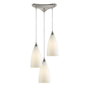 Vesta - 3 Light Linear Pendant in Transitional Style with Art Deco and Coastal/Beach inspirations - 12 Inches tall and 5 inches wide - 408362