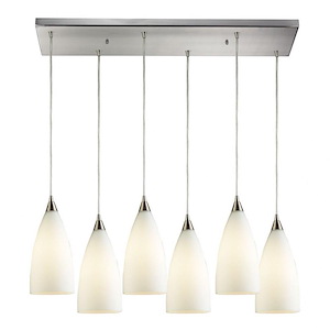 Vesta - 6 Light Rectangular Pendant in Transitional Style with Art Deco and Coastal/Beach inspirations - 9 Inches tall and 9 inches wide - 1208767