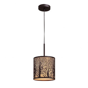 Woodland Sunrise - 9.5W 1 LED Mini Pendant in Modern/Contemporary Style with Country/Cottage and Asian inspirations - 13 Inches tall and 8 inches wide