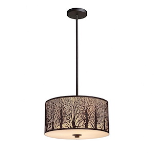 Woodland Sunrise - 28.5W 3 LED Pendant in Modern/Contemporary Style with Country/Cottage and Asian inspirations - 8 Inches tall and 16 inches wide