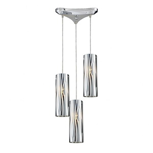Chromia - 3 Light Linear Pendant in Modern/Contemporary Style with Luxe/Glam and Mid-Century Modern inspirations - 9 Inches tall and 5 inches wide