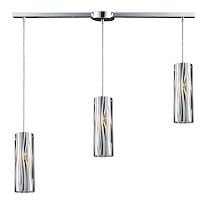 Chromia - 3 Light Linear Pendant in Modern/Contemporary Style with Luxe/Glam and Mid-Century Modern inspirations - 9 Inches tall and 5 inches wide - 1208501