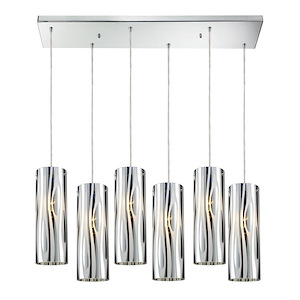 Chromia - 6 Light Rectangular Pendant in Modern Style with Luxe and Mid-Century Modern inspirations - 6 Inches tall and 9 inches wide - 1208760
