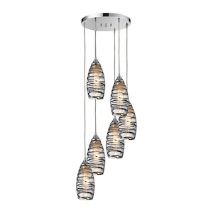 Twister - 6 Light Configurable Pendant In Coastal Style-11 Inches Tall and 14 Inches Wide