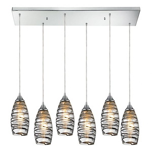 Twister - 6 Light Pendant in Transitional Style with Coastal/Beach and Boho inspirations - 10 Inches tall and 9 inches wide - 1208640