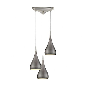 Lindsey - 3 Light Triangle Pendant in Modern/Contemporary Style with Mid-Century and Retro inspirations - 10 Inches tall and 10 inches wide - 613620