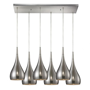 Lindsey - 6 Light Rectangular Pendant in Modern/Contemporary Style with Mid-Century and Retro inspirations - 6 Inches tall and 9 inches wide