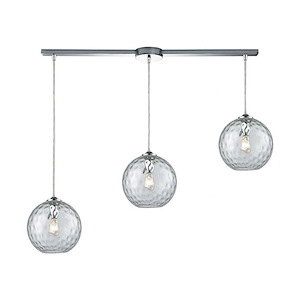 Watersphere - 3 Light Linear Mini Pendant in Modern/Contemporary Style with Mid-Century and Luxe/Glam inspirations - 11 Inches tall and 36 inches wide