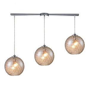 Watersphere - 3 Light Triangular Pendant in Modern/Contemporary Style with Mid-Century and Luxe/Glam inspirations - 11 Inches tall and 10 inches wide