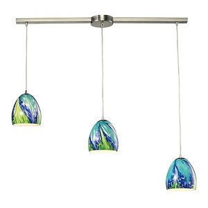 Colorwave - 3 Light Linear Pendant in Modern/Contemporary Style with Boho and Coastal/Beach inspirations - 7 Inches tall and 5 inches wide